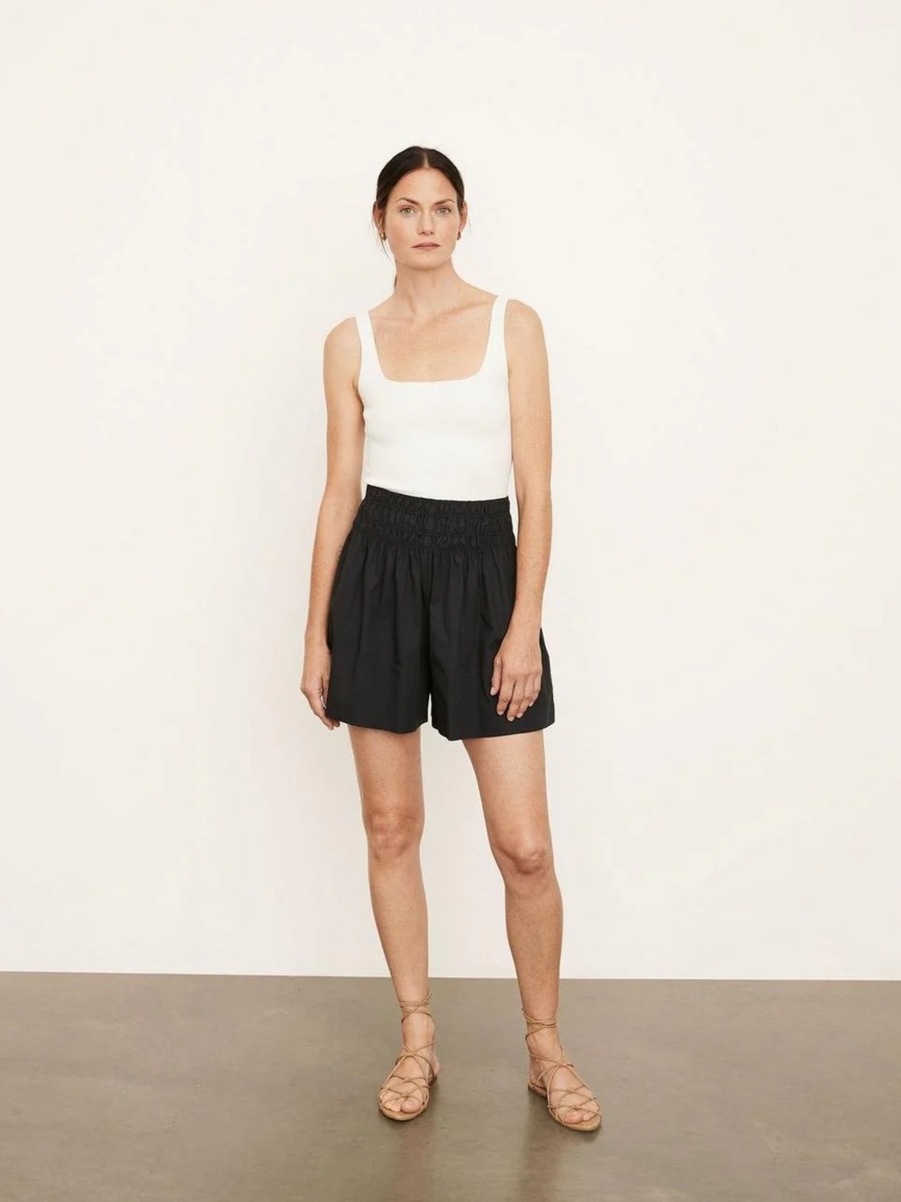 NWOT Vince Smocked Cotton Short in Black XS